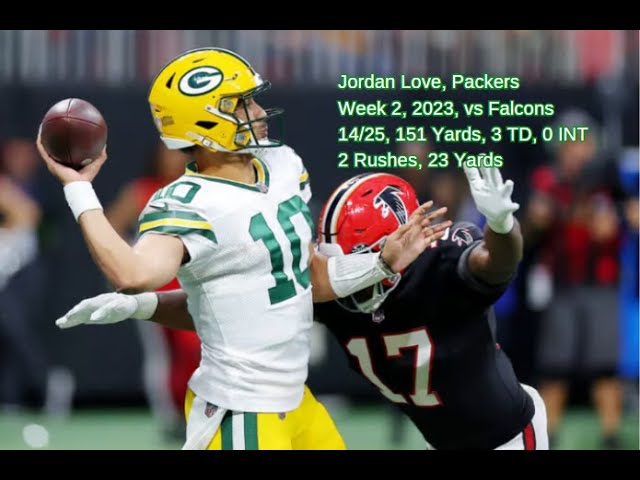 Jordan Love Every Drop-Back, Run and Pass Week 2 Green Bay Packers vs Atlanta  Falcons NFL 2023 
