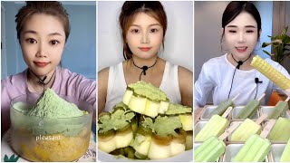Asmr Ice Eating With Matcha And Milk Powder And Passion Fruit