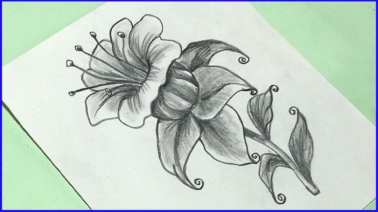 how to draw flowers for beginners - lily flower tattoo design - YouTube