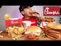 CHICK-FIL-A MUKBANG | SPICY DELUXE SANDWICH + CHICK-N-STRIPS + MAC & CHEESE