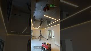 Gloss Black Stretch Ceiling with Linear Lights Gloss Black Stretch Ceiling with Linear Lights