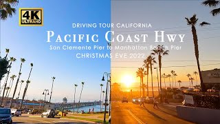 [4K 60FPS] Driving Tour California Pacific Coast Highway 1 Christmas eve From San Clemente pier