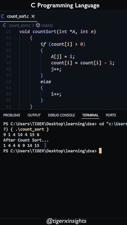 Count Sort Algorithm using C Programming Language @tigerxinsights - YouTube