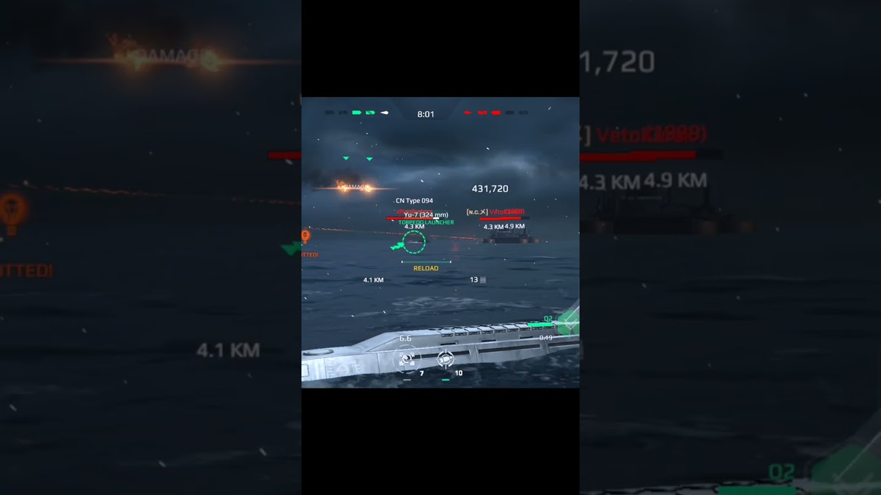 Modern Warship CN TYPE 094 VS CN TYPE 094 | DF-17 Missile With YU-7 Torpedo. 