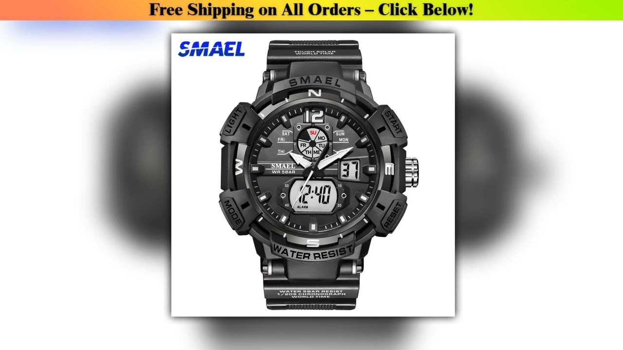 SAMEL Top Luxury Brand Military Men's Watches Waterproof Sports Wristwatch LED Quartz Clock Male