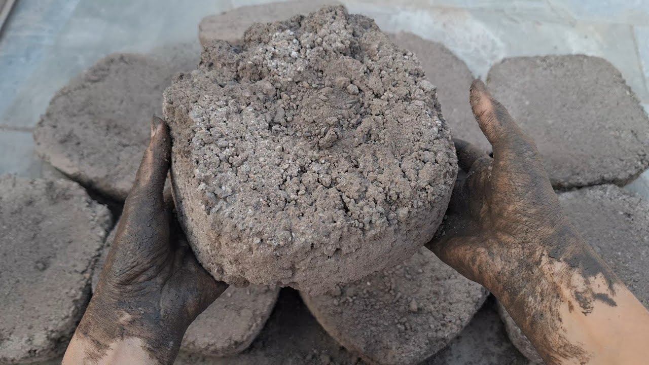 New video Black gritty charcoal floor crumbling satisfying