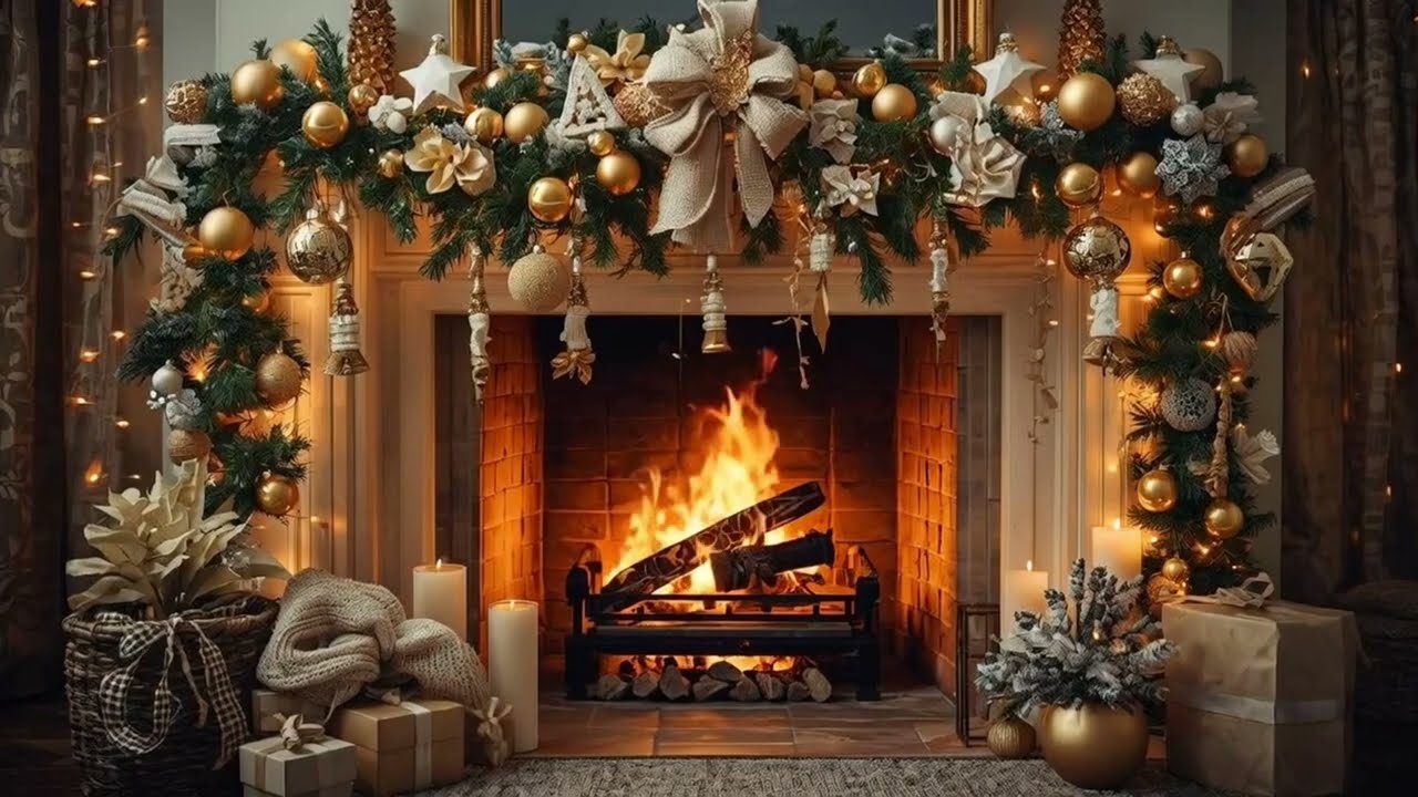 Luxury Christmas Fireplace Ambience | Cozy Crackling Fire Sounds for Sleep & Relax (No Music)