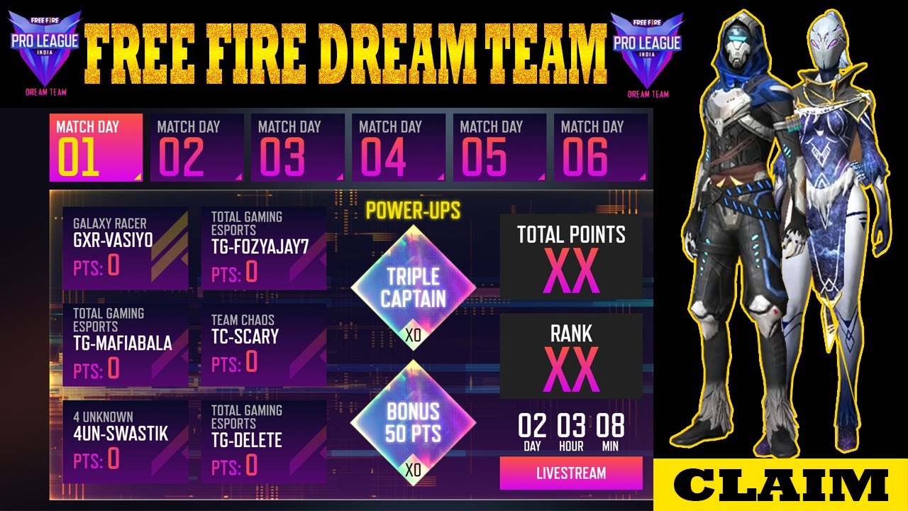 FREE FIRE PRO LEAGUE DREAM TEAM REEDEM CODE | FREE FIRE PRO LEAGUE DREAM TEAM BEST TEAM| BEYONDGAMER