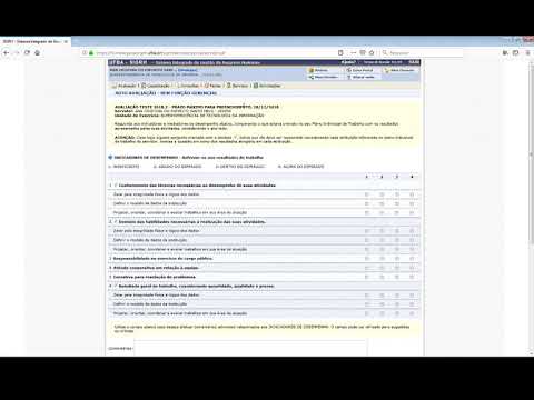 SIGRH - Portal do Servidor - Registro - Auto Avaliação (Perfil Servidor)