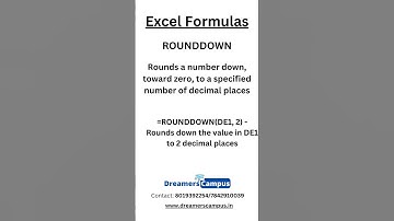 Excel Formula ROUNDDOWN with Description and example #shorts