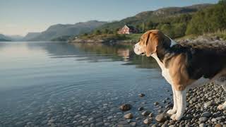 Beagle Touches Fjord Water