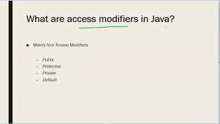 Access Modifiers Java
