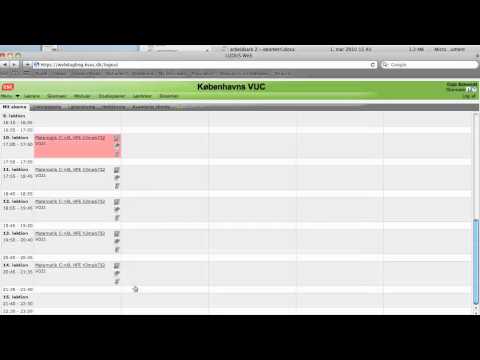 Om at aflyse lektioner i webdagbogen, KVUC