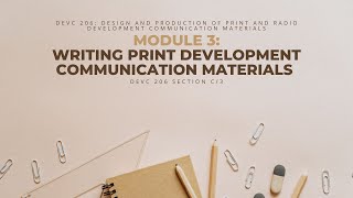 Module 3 Part II: Writing Print Development Communication Materials Net Worth