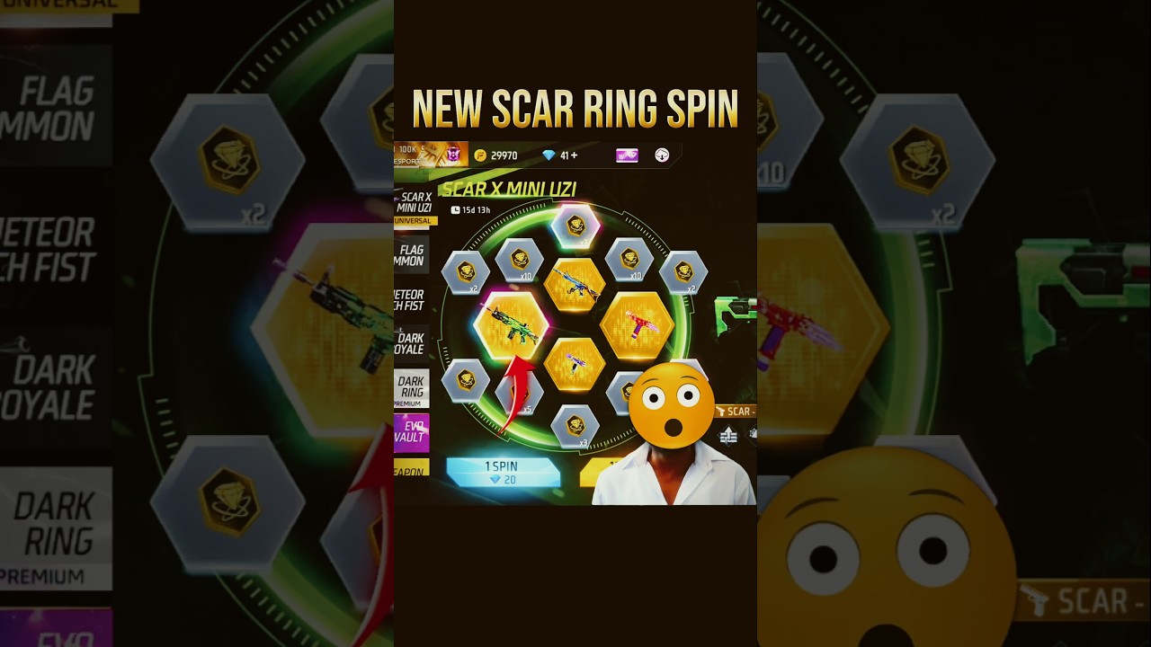 Free Fire's New Scar x Mini UZI Event 🤯: New Ring Event Spin Trick!! 🔥☠ 
