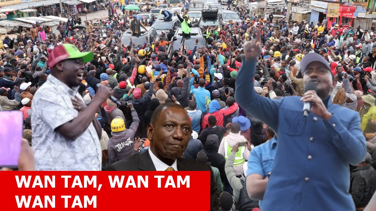 WANTAM! Ruto shocked after Bomet people chanted Wan tam welcoming Gachagua, Kalonzo in his backyard