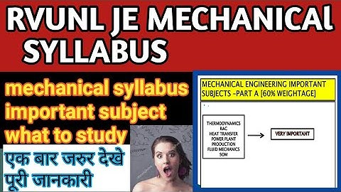 rvunl je mechanical engineering exam pattern/syllabus /important subject,,,.  #rvunl