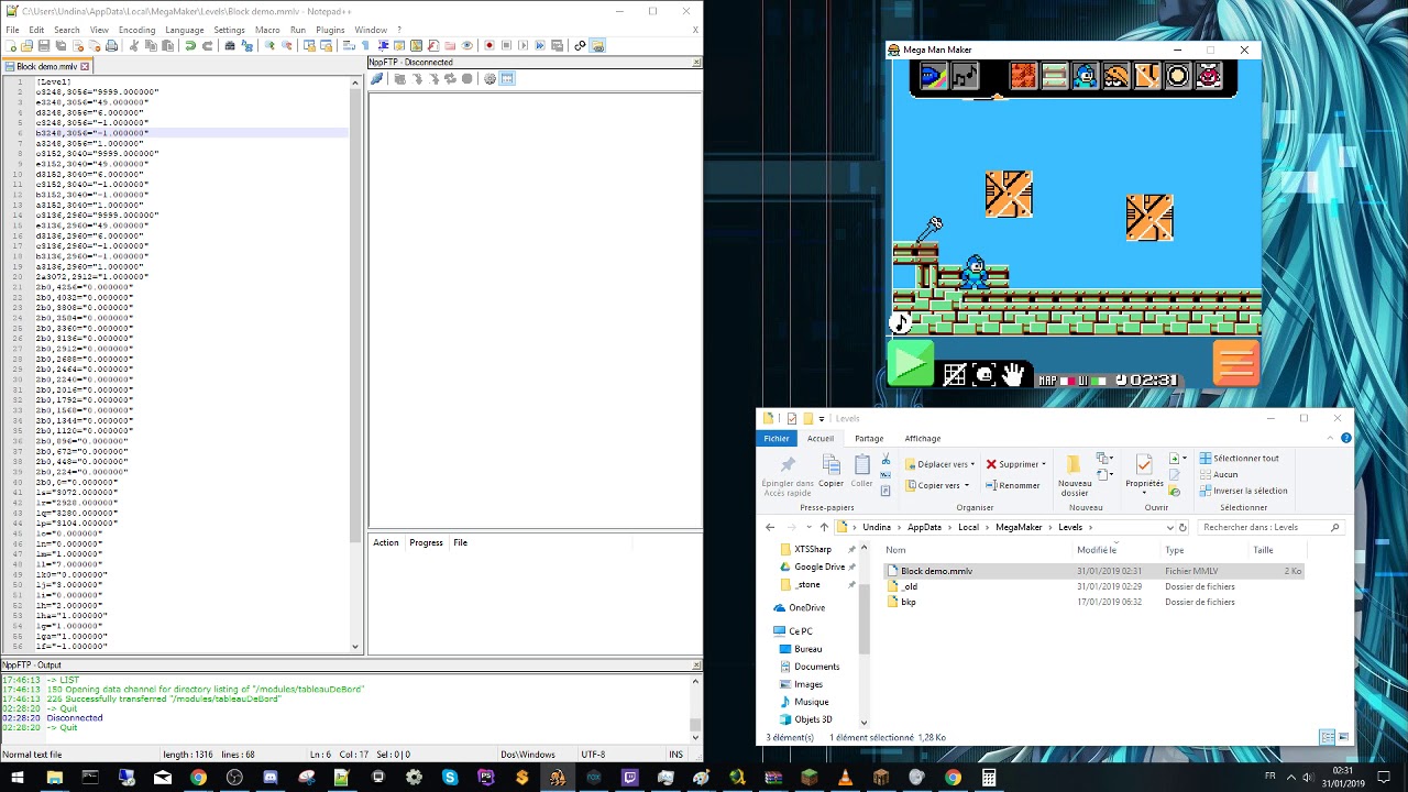 Megaman Maker - Text editing - Advanced block Example