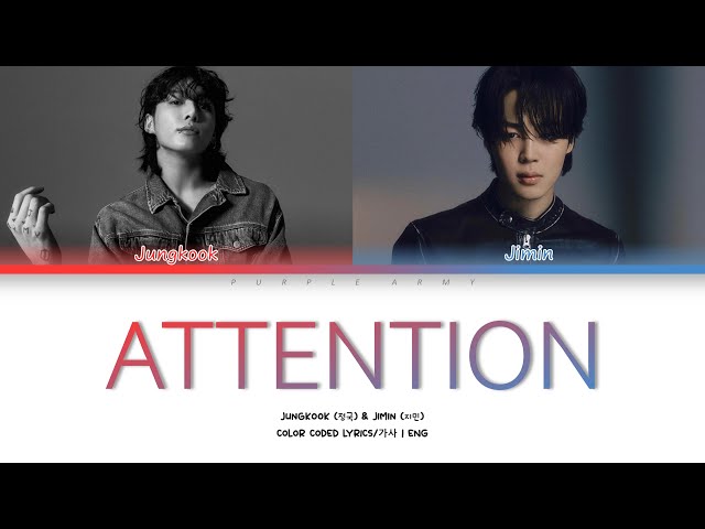 JUNGKOOK u0026 JIMIN (BTS) - 'Attention' [AI COVER] | 가사 Color Coded Lyrics (Eng) class=