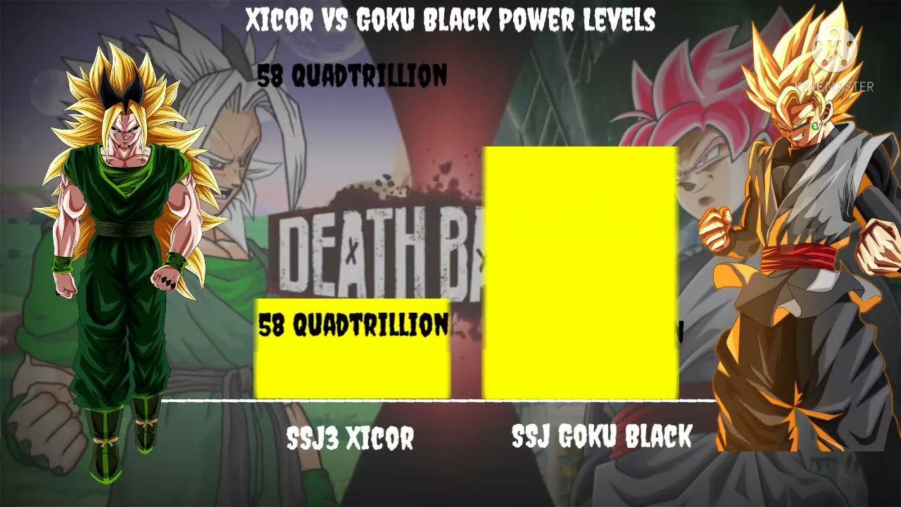 Xicor vs Goku Black Power Levels - YouTube