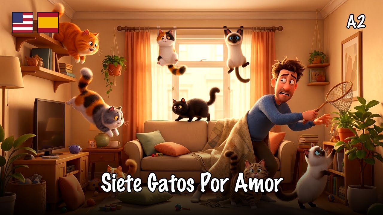 A2 Spanish Story: Siete Gatos Por Amor - YouTube