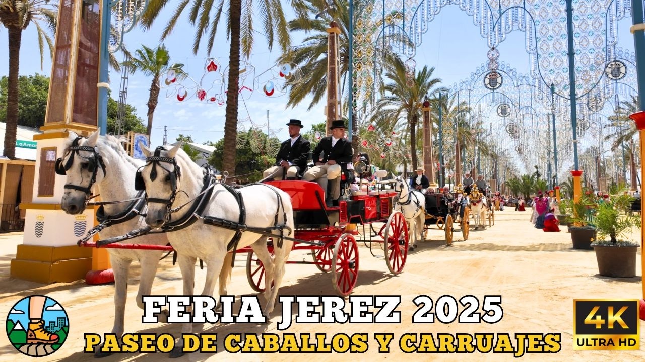 Feria de Jerez 2025 Así se vive el Paseo de Caballos y Carruajes | Walking Tour 4K 🚶‍♂️🌍