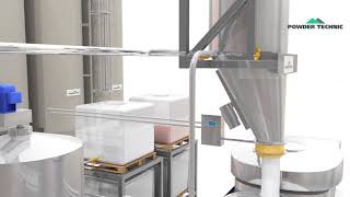 Powder Technic dosing system animation, automatic mixer ( San Cassiano, Esher)