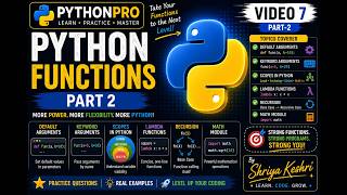 Python Functions Part 2 | Default and Keyword Arguments, Scope, Lambda, Recursion, Math Module |