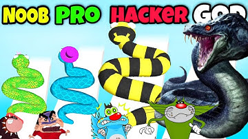 NOOB vs PRO vs HACKER vs GOD | Snake Master 3D Game | Oggy, Jack, Shinchan, Bob || Daddy Gaming #2