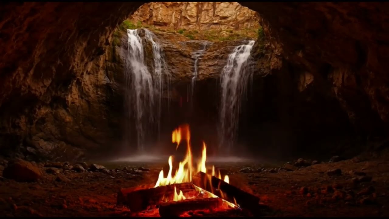 Hidden Cave Campfire Behind a Waterfall 🌊 The Safest Sleep Sanctuary