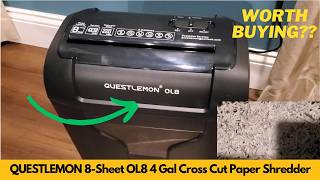 QUESTLEMON OL8 8-Sheet 4 Gal Cross Cut P-4 High Security Paper Shredder Unboxing & Review