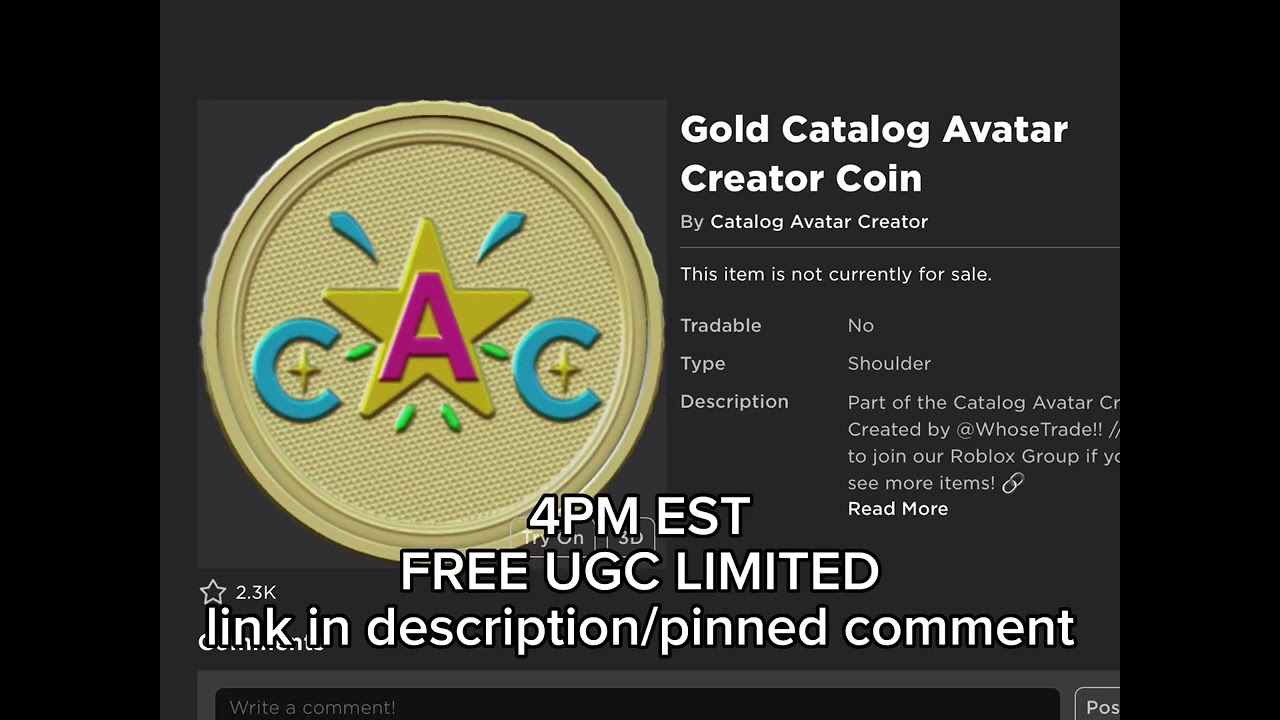 Gold Catalog Avatar Creator Coin - Roblox