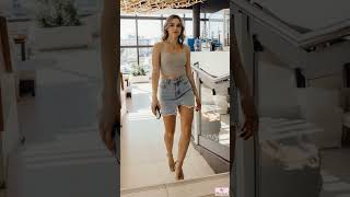 Download Lagu ✨ Modern Chic | White Tank \u0026 Denim Mini Skirt Look MP3