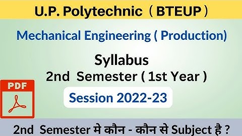 Up polytechnic/Diploma 2nd semester syllabus, Mechanical Engineering ( Production ) 2022-23, BTEUP