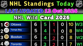 NHL Standings today | Last UPDATE 13 Oct 2026 | NHL Standings 2026 - Last Match VGK vs MIN #nhl