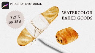 How to Paint a Watercolor Pastry in Procreate | Free Procreate Texture Brush | Food Illustrations