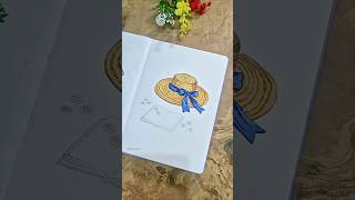 👒 From Sketch to a Dreamy Watercolor Straw Hat ✨  #PaintingProcess #SketchToColor #OddlySatisfying