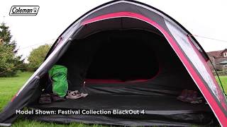 Coleman® Festival BlackOut 3 Tent - easy to pitch 3 man festival dome tent with Blackout Bedrooms