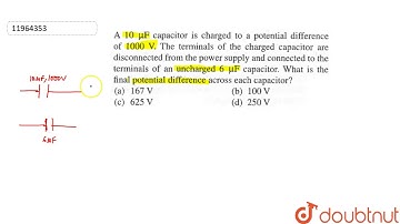 A `10 muF` capacitor is charged to a potential difference of `1000 V`. The terminals of