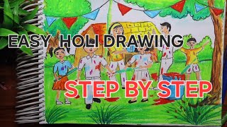Holi Drawing / Happy #Holi_Drawing Easy Steps / Holi Festival Drawing / Holi Special #Drawing