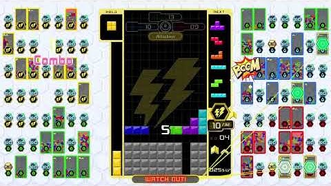 i got the attackers bonus and my tetris line clear sends 11 lines in tetris 99 teams!!!!