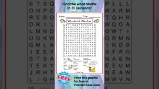 Weather Word Search-Find SNOW #wordsearch #wordgames #quiz #puzzlegame #weather #weatherpuzzle #game