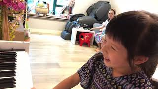 20190825 Melanie piano practise; Michael aaron grade one, p25, The old mill wheel; funny sound