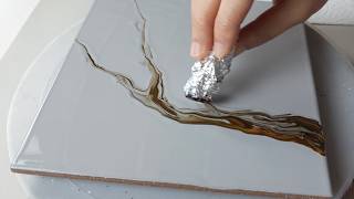 (1143) The Last Leaf | Painting with crumpled foil | Easy Painting Ideas | Designer Gemma77