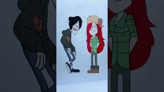 Robbie Valentino & Wendy From Gravity Falls Black & Red Paint Art