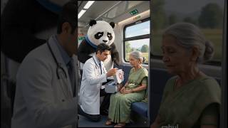 Panda Saved an Old Grandma on a Moving Train! 😱❤️ #panda #trainrescue ##grandma #emotionalstory #ai
