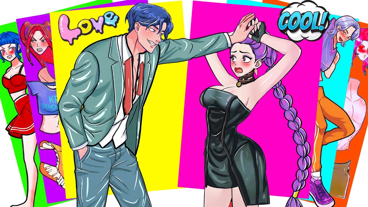 AMAZING LOVE of HUNTRIX RUMI and JINU SAJA BOYS - Kpop Demon Hunters | Sticker Book Diy