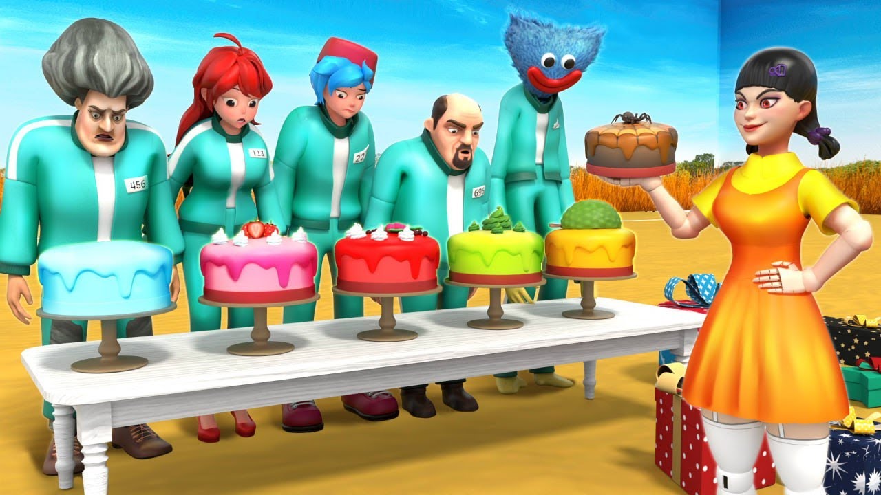 Scary Teacher 3D vs Squid Game | Colores Hermosos: Decora Pastel Delicioso Desafío | VMAni Funny