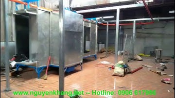 Dây chuyền sơn tĩnh điện đang thi công- Hệ thống băng tải- Buồng phun sơn tĩnh điện