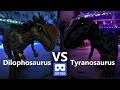 Dino Fighting Dilophosaurus vs Tyranosaurus Dinosaur World 3D VR 180 4K